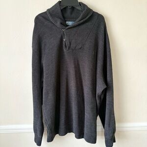 Polo Ralph Lauren Charcoal Gray Luxury Jersey Shawl Collar Pullover Sweater